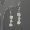 Mother-of-Pearl Earrings Cube 6mm+/- Clover 6mm+/-, length 41mm+