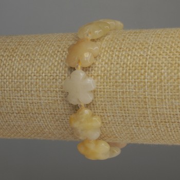 Calcite Bracelet, Yellow Flower, 15x6mm beads +/-, 3mm+-, Elastic Length 18cm