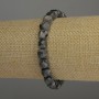 Larvikite Beaded Bracelet, faceted cube, 7x7mm diameter, stretchy length 18cm
