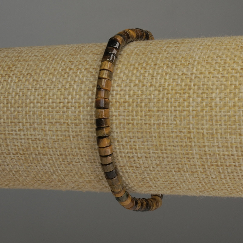 Tiger's Eye Bracelet rondelle, diameter 4.5x3mm+/-, length 18cm stretch