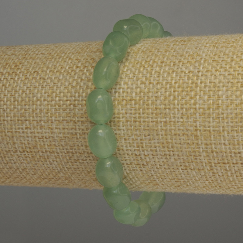 Nephrite Beaded Bracelet, 11x8mm facets, 18cm length (stretch)