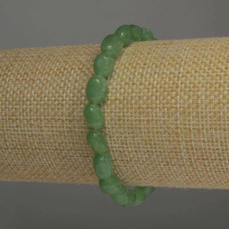 Jade Bracelet Tumbled Beads, Diameter 10x6mm+/-, Length 18cm Stretch