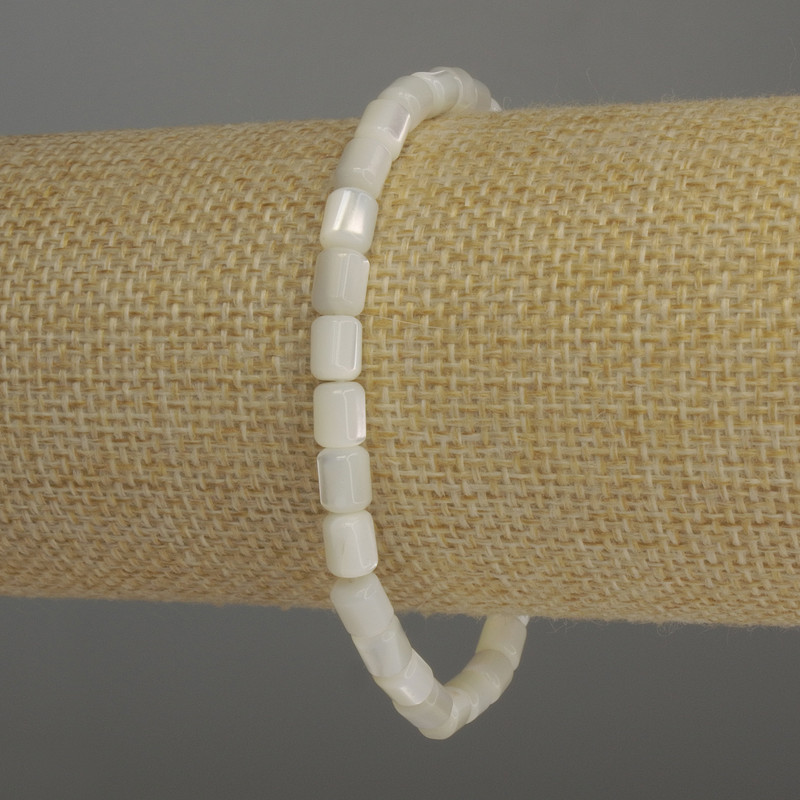 Bracelet Mother-of-Pearl Cylinder, diameter 6x5mm+/-, length 18cm stretch
