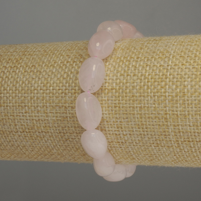 Rose Quartz Tumbled Bracelet, diameter 10-12x10mm+/-, length 18cm stretch