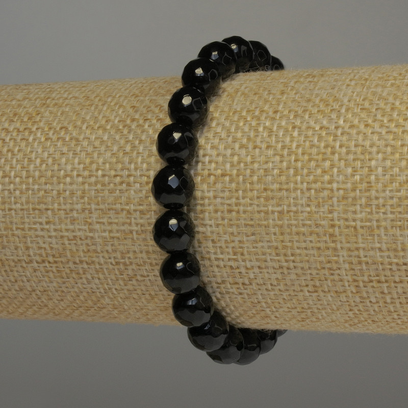 Agate Bracelet faceted beads, diameter 8mm+/-, length 18cm stretch