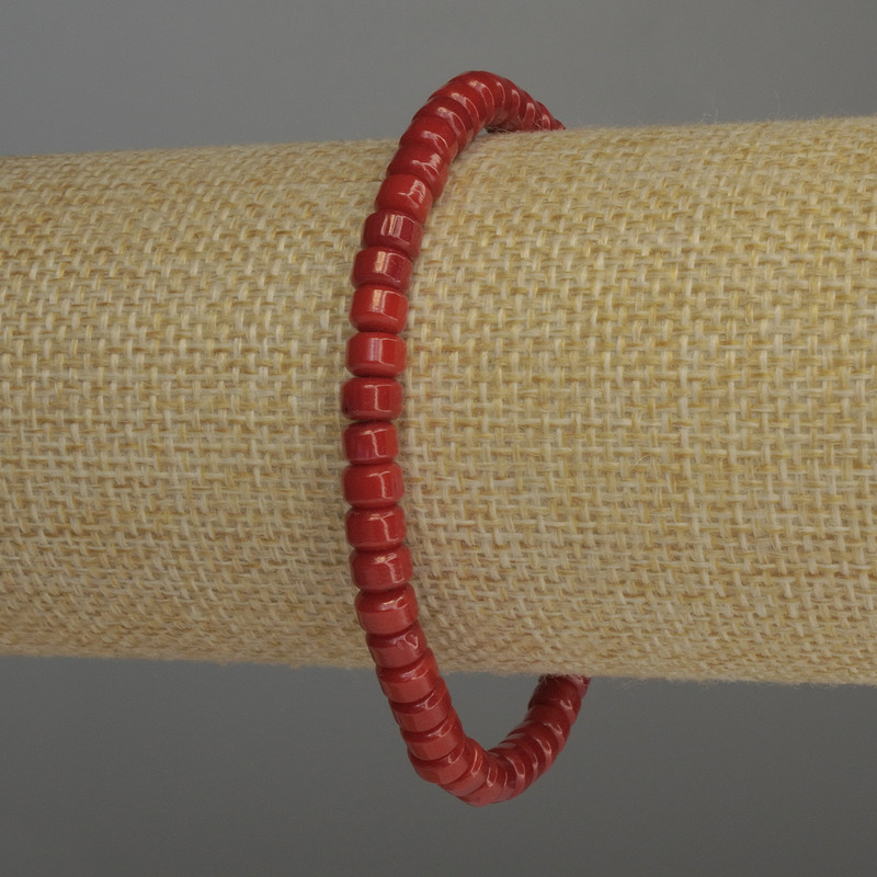 Coral Bracelet rondelle, diameter 5.5x3.5mm+/-, length 18cm stretch