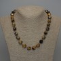 Tiger's Eye Necklace faceted, diameter 12x10mm+/-, length 50cm+/- with clasp
