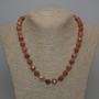 Natural Stone Necklace Red Jasper Polyhedral Beads, diameter 10x9mm+-, length 50cm +