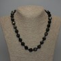 Natural Stone Necklace Silver Obsidian Faceted Beads, Diameter 12x11mm+/-, Length 50cm+