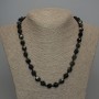 Natural Stone Necklace Silver Obsidian Polyhedral Beads, diameter 10x9mm+-, length 50cm +