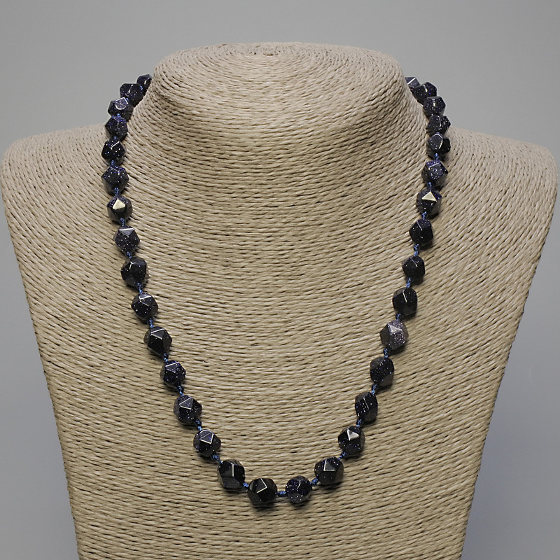 Night of Cairo Aventurine Necklace, multi-faceted beads 9x8 mm, length 50 cm +/-