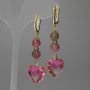 Earrings Tourmaline Faceted Round Bead 8mm+/- Heart 17mm+/-, Length 58mm+