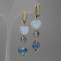 Earrings Moonstone Heart 10mm+/- Cloisonné 8mm+/- Heart 12mm+, Length 55mm+
