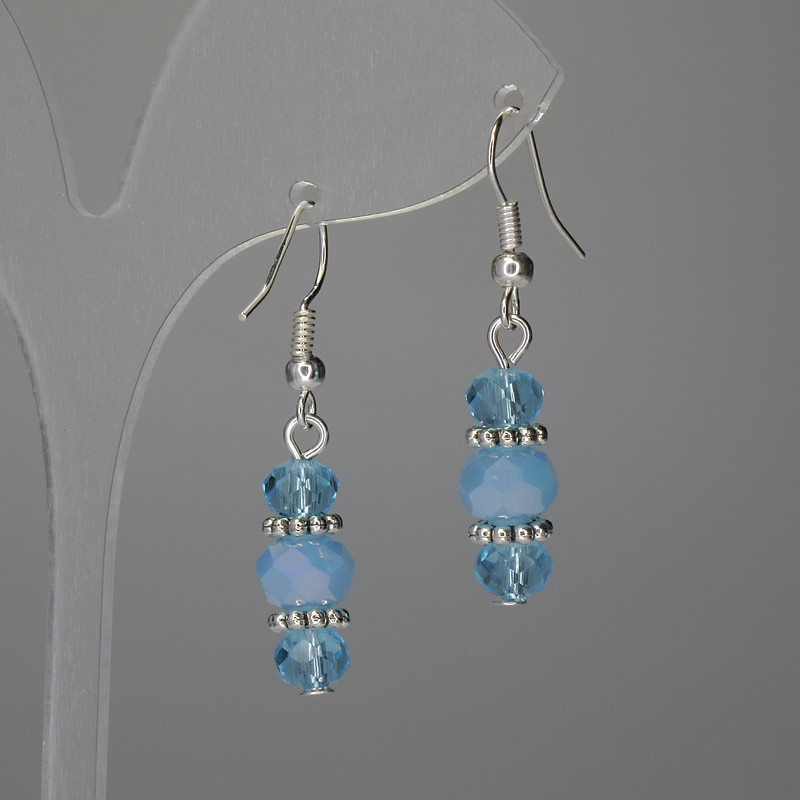 Earrings Czech Crystal Rondelle 6x5mm+- 8x6mm+-, length 38mm+