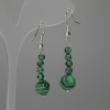 Malachite Earrings Polyhedron 8mm+- Smooth Ball 4mm+-, length 46mm+