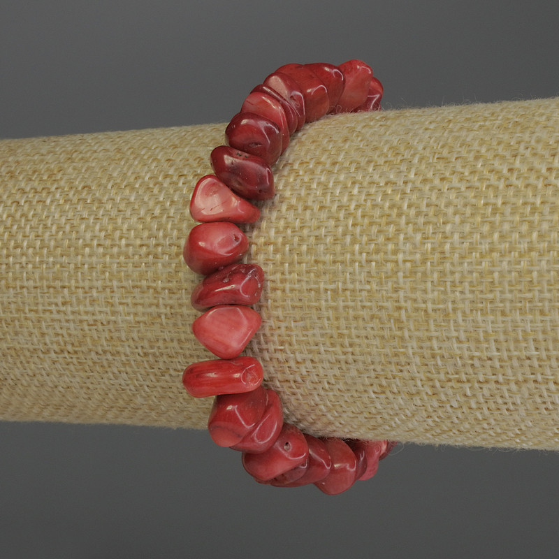Coral Chip Bracelet, diameter 9-12x5-7mm+-, length 18cm stretch