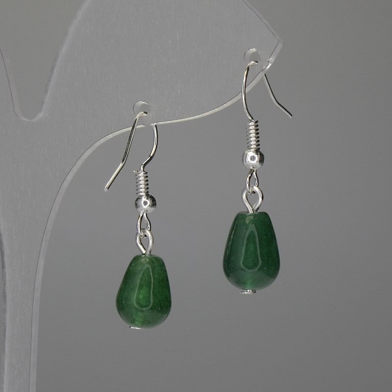 Chrysoprase Earrings Bead 12x8mm+-, length 30mm+