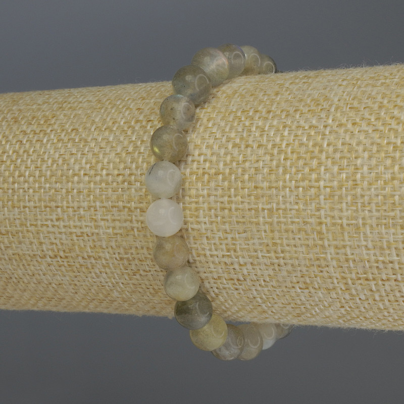 Labradorite Bracelet Smooth Round Beads, diameter 7mm+-, length 18cm stretch