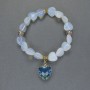 Bracelet Moonstone (Opalite) Heart, diameter 12mm+- Cloisonne Beads 8mm+- with Metal Inserts and Pendant, length 18cm stretch
