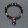 Garnet Bracelet, smooth beads, diameter 8mm+-, cloisonné and metal inserts with pendant, length 18cm stretch