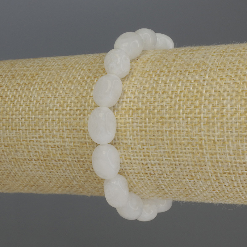 Bracelet White Quartz Tumbled, diameter 9-12x8mm+-, length 18cm stretch