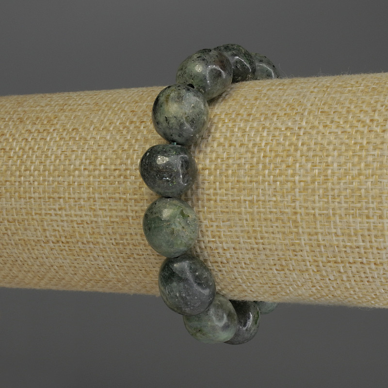 Seraphinite Bracelet, tumbled beads, diameter 12-14x11mm+-, length 18cm stretch