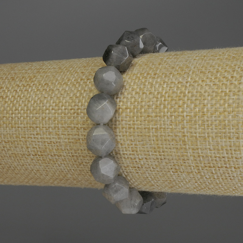 Bracelet Smoky Quartz faceted beads, diameter 10x9mm+-, length 18cm stretch