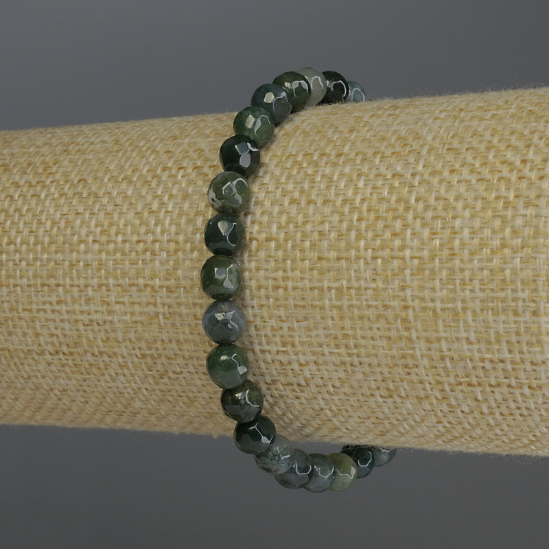 Green Jasper Bracelet, faceted bead, diameter 6mm+-, length 18cm stretch