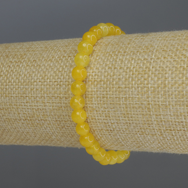 Citrine Bracelet, smooth bead, diameter 6mm+-, length 18cm stretch