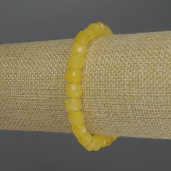 Bracelet Citrine faceted cube, diameter 7mm+-, length 18cm stretch