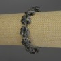 Larvikite Bracelet Flower, diameter 15mm+- with 3mm+- seed beads, length 18cm stretch