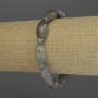 Labradorite Bracelet, Faceted Barrel Beads, Diameter 14x10mm+/- Smooth Round Beads, Diameter 6mm+/-, Length 18cm Stretch