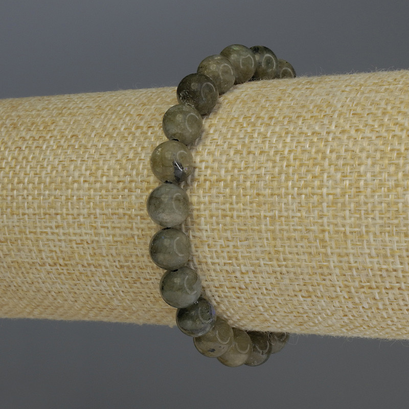 Labradorite Bracelet, smooth bead, diameter 8mm+-, length 18cm stretch