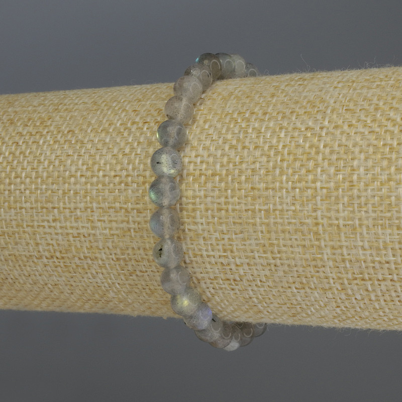 Bracelet Labradorite smooth round beads, diameter 6mm+-, length 18cm stretch