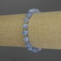 Aquamarine Bracelet, faceted cube, diameter 7mm+- seed beads 3mm+-, length 18cm stretch