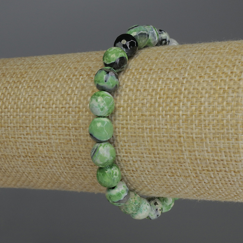 Agate Bracelet, faceted bead, diameter 8mm+-, length 18cm stretch