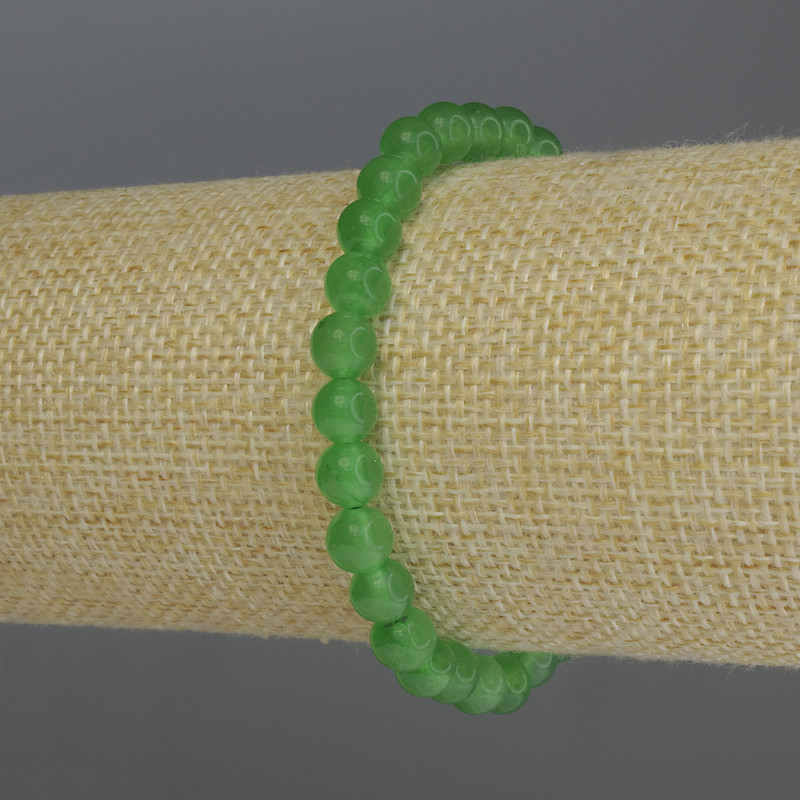 Bracelet Chrysoprase smooth round beads 6mm+-, length 18cm stretch