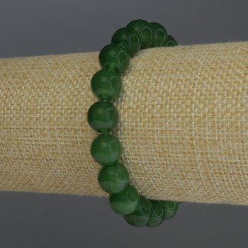 Bracelet Chrysoprase smooth round beads, diameter 10mm+-, length 18cm stretch