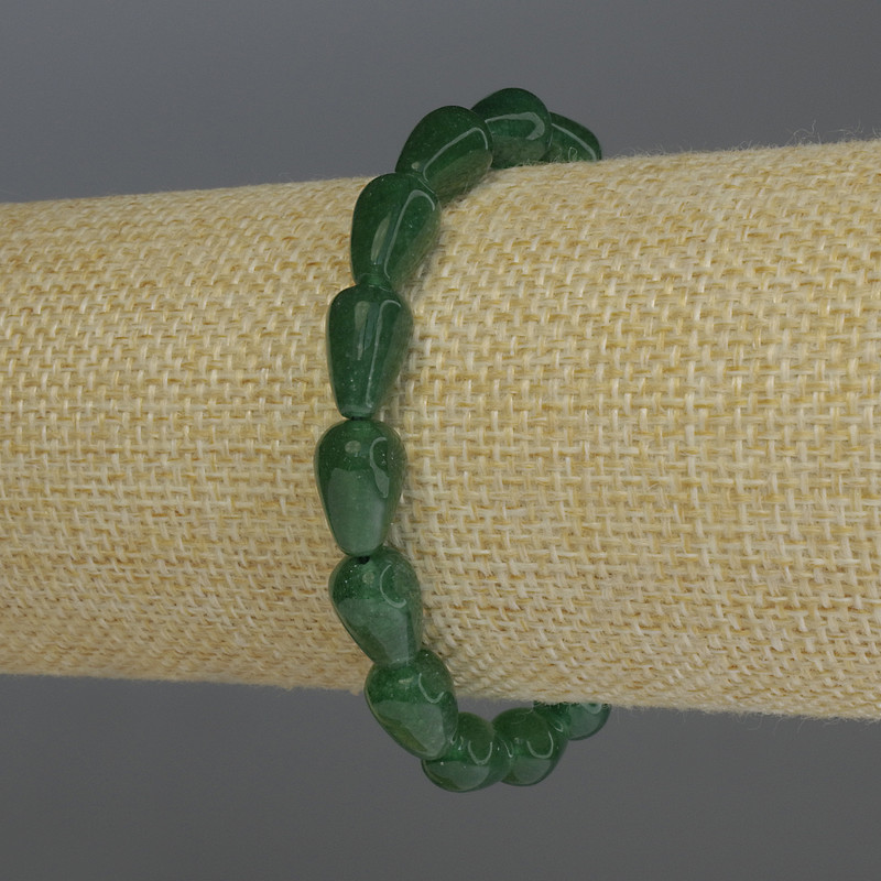 Bracelet Chrysoprase drop, diameter 12x8mm+-, length 18cm stretch