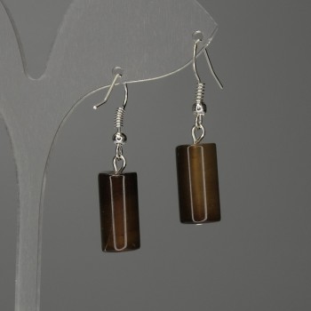 Agate Cylinder Earrings, 17x8mm+-, length 35mm+