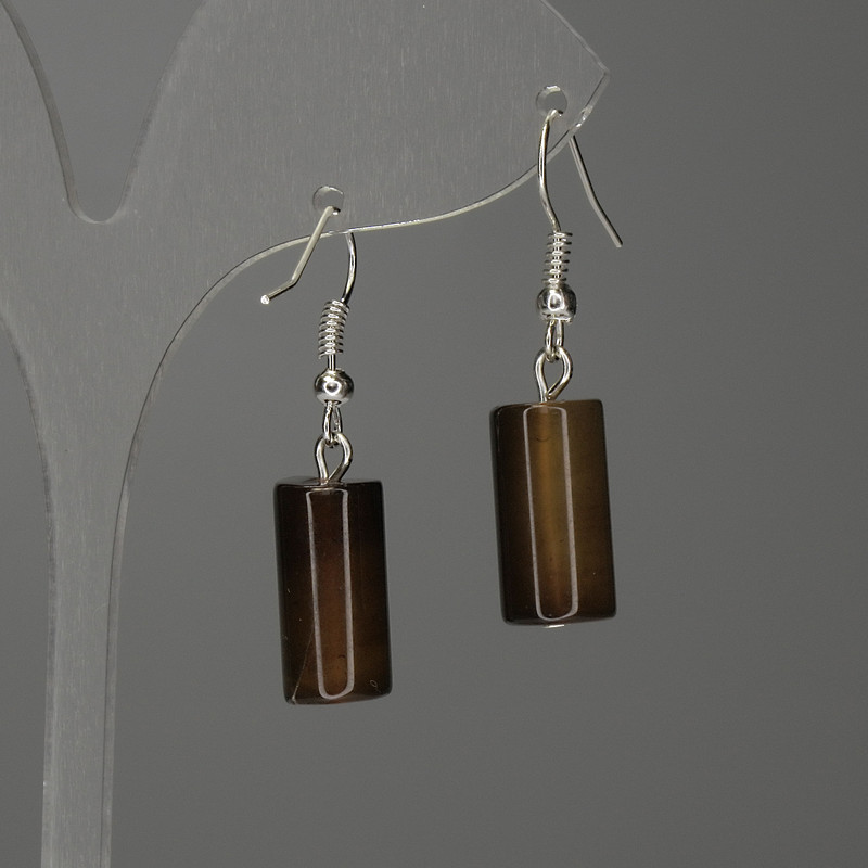 Agate Cylinder Earrings, 17x8mm+-, length 35mm+