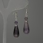 Amethyst Earrings Drop 23x10mm+- with 6mm+- Faceted Beads, length 50mm+