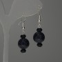 Aventurine Earrings 'Cairo Night', smooth ball 12mm+/- rondelle 8x4mm+/-, length 38mm+