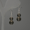 Smoky Quartz Earrings, faceted round beads 8mm+- and 10mm+-, length 38mm+