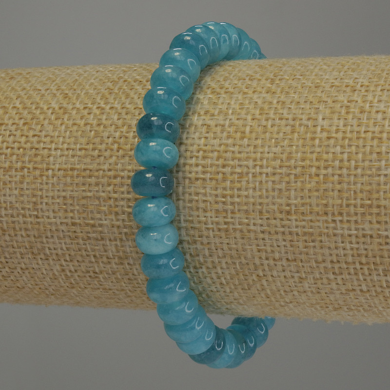 Aquamarine Bracelet Rondelle, diameter 8x5mm+-, length 18cm stretch