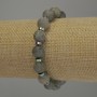 Labradorite Round Bead Bracelet, diameter 10mm+- Hematite Rondelle 5x2mm+-, length 18cm stretch