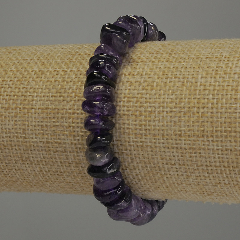 Amethyst Bracelet, Tumbled, Diameter 8-11x4mm+/-, Length 18cm Stretch