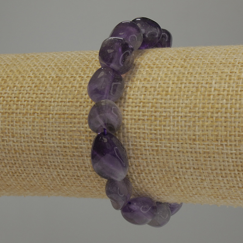 Amethyst Bracelet, tumbled beads, diameter 9-16x8-10mm+-, length 18cm stretch