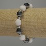 Agate and Hematite Bracelet, smooth ball diameter 10mm+/- rondelle 6x4mm+/-, length 18cm stretch