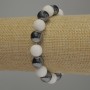 Bracelet Agate and Hematite smooth ball, diameter 10mm+/-, length 18cm stretch